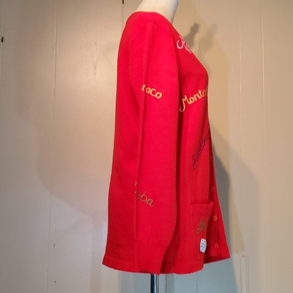 Ades Red Travel Button-Down Sweater - Picture 2 of 7